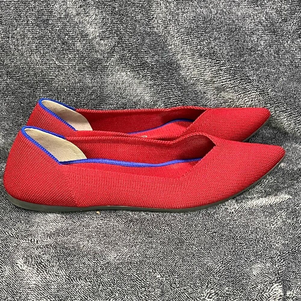Rothy’s The Point Red Classic Flats | Washable Knit Shoes | Women’s 8.5 - Picture 3 of 7